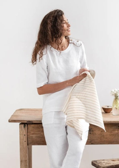 Natural Stripe Tea Towel