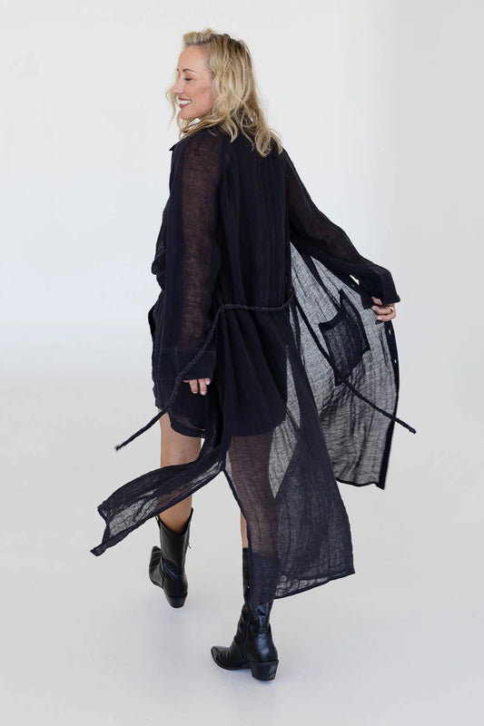 Gauze Linen Duster | Midnight