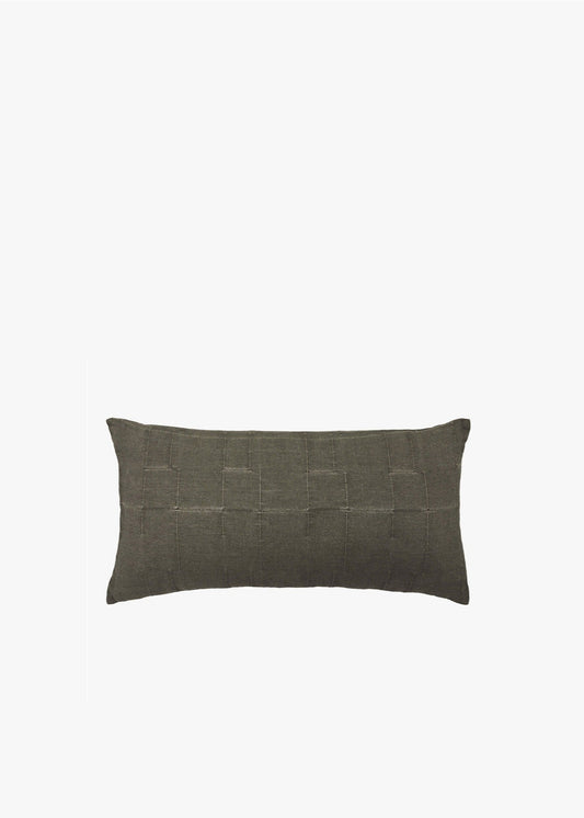 Textured Linen Lumbar Cushion | Olive