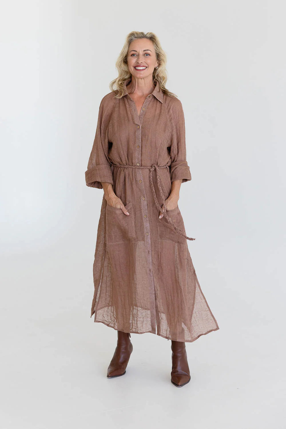 Gauze Linen Duster | Clay