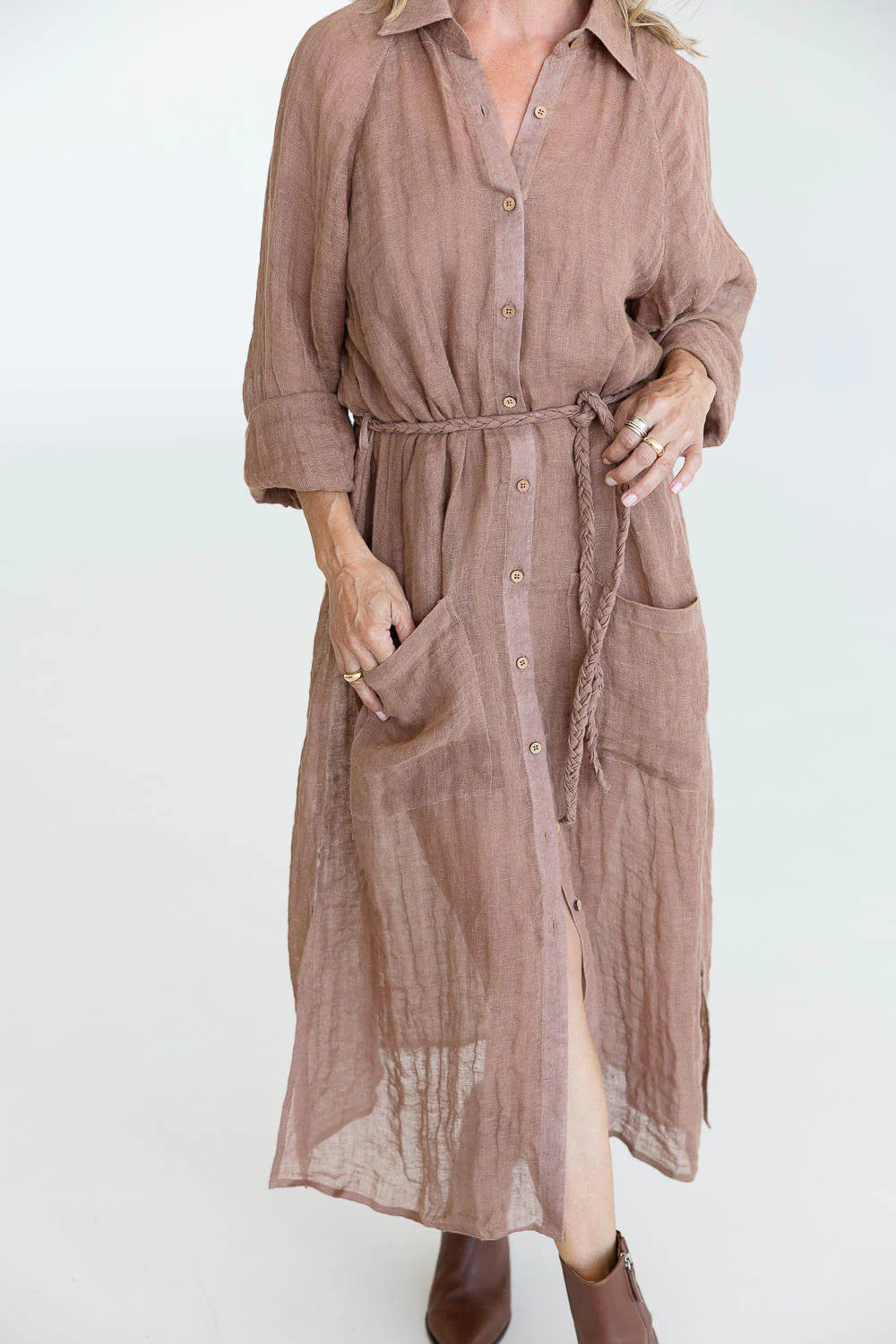 Gauze Linen Duster | Clay