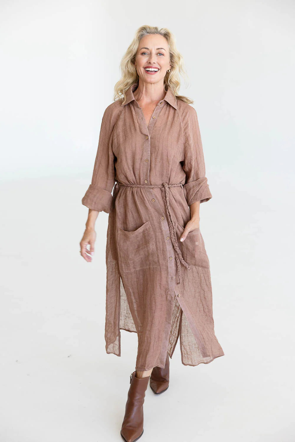 Gauze Linen Duster | Clay