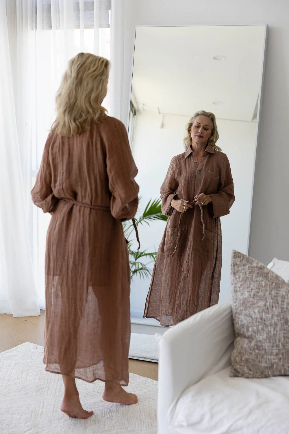 Gauze Linen Duster | Clay