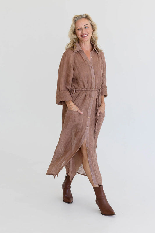 Gauze Linen Duster | Clay