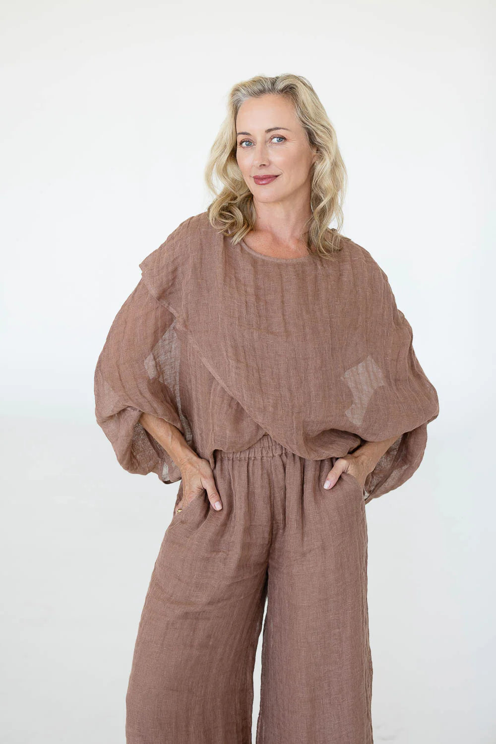 Gauze Linen Pants | Clay