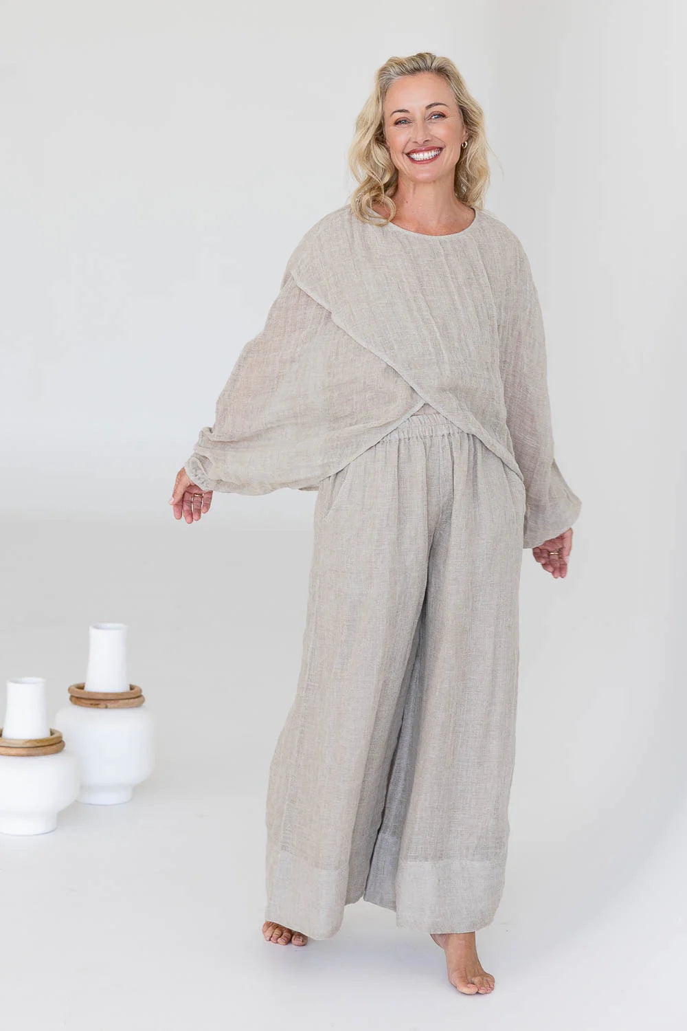 Gauze Linen Pants | Natural