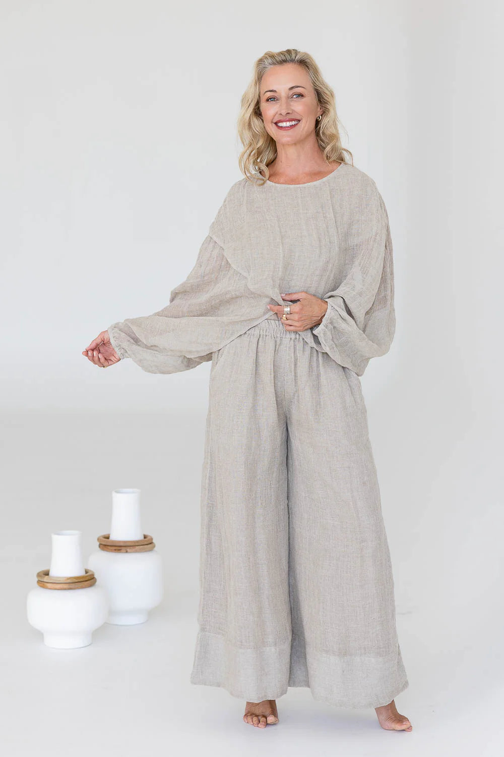Gauze Linen Pants | Natural