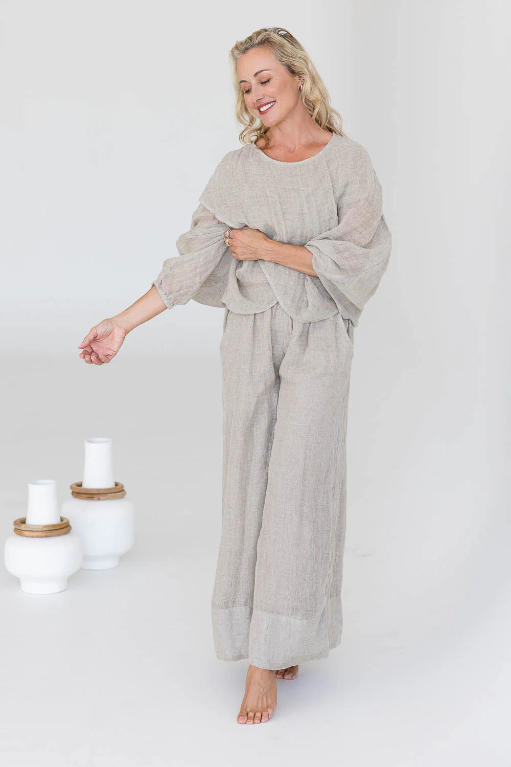Gauze Linen Pants | Natural