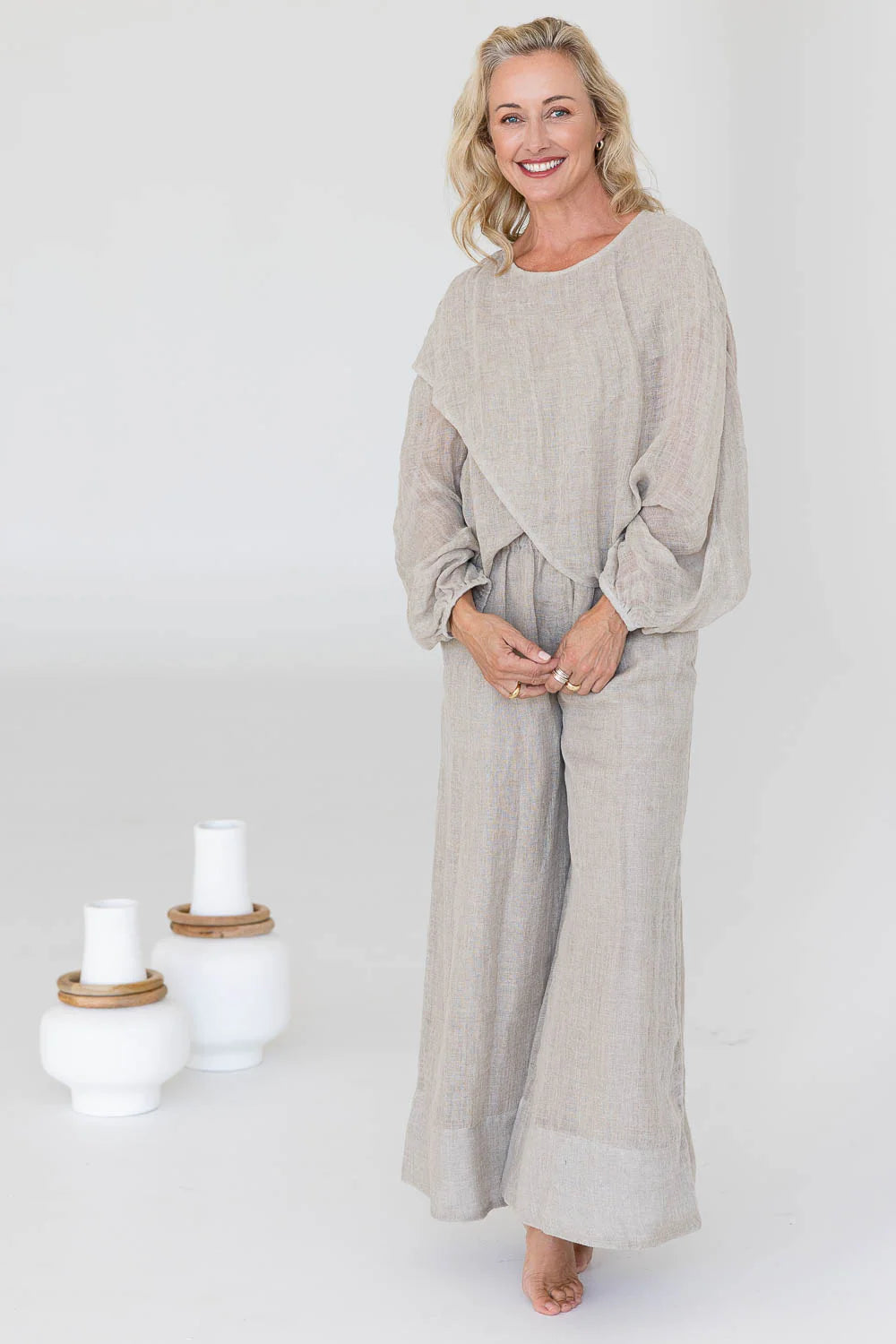 Gauze Linen Pants | Natural