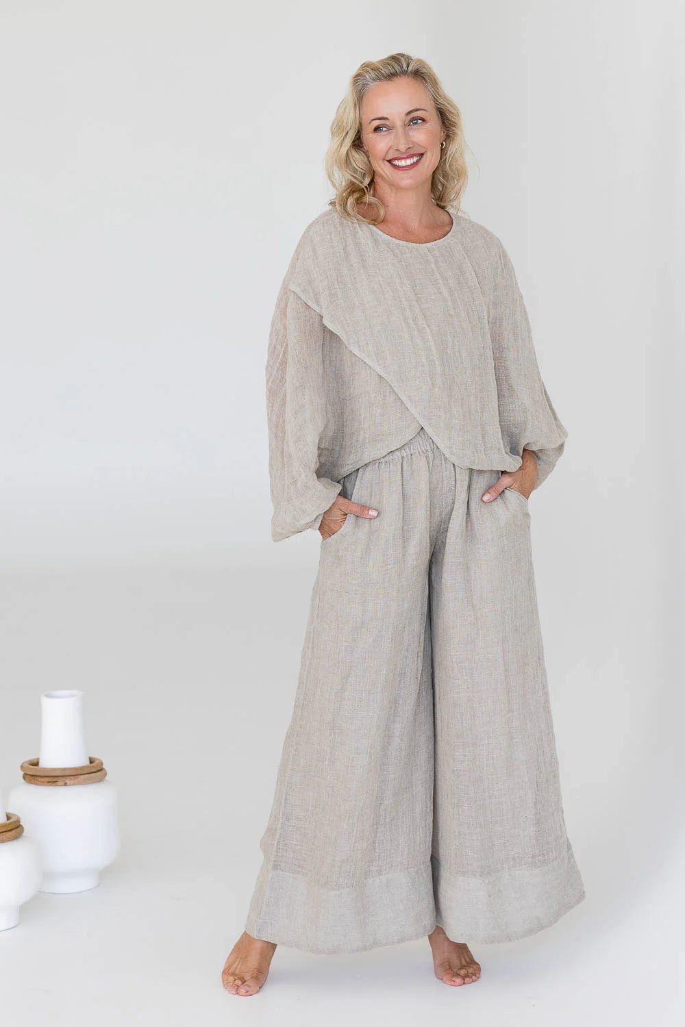 Gauze Linen Pants | Natural