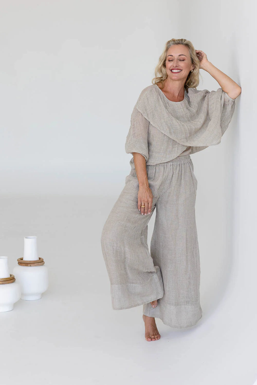 Gauze Linen Pants | Natural