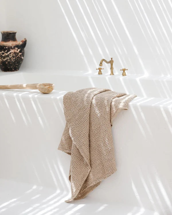 Linen Waffle Towel set | Latte