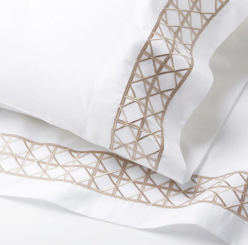Luxury Rattan Weave Embroidered Flat Sheet Set | Fawn