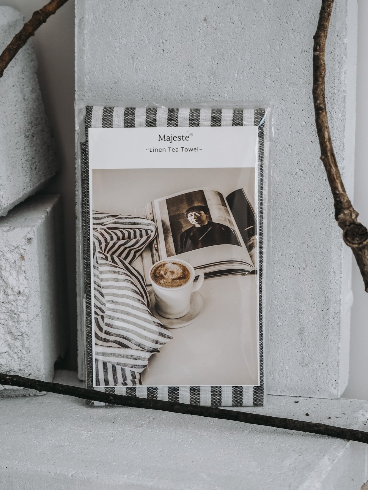 Majeste ® Linen Tea Towel | Black Stripe