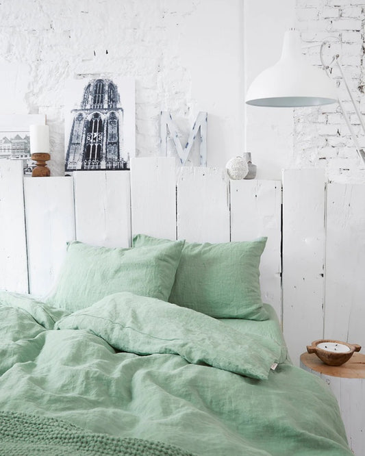 Linen Duvet Cover | Matcha green - Made In Europe