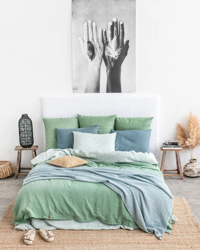 Linen Duvet Cover | Matcha green - Made In Europe