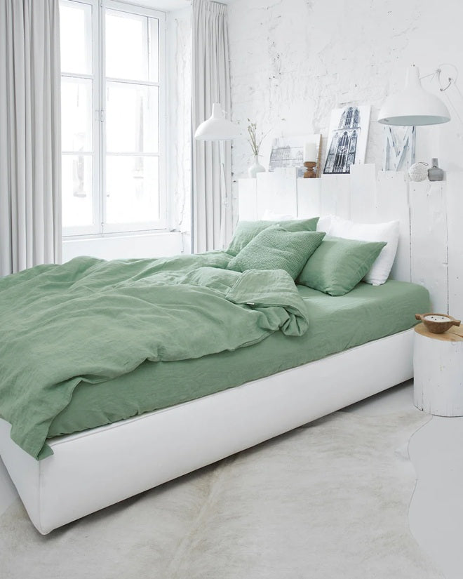 Linen Duvet Cover | Matcha green - Made In Europe