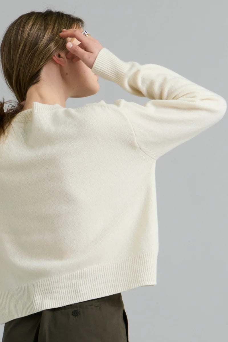 Cropped Knit Sweater - Off White