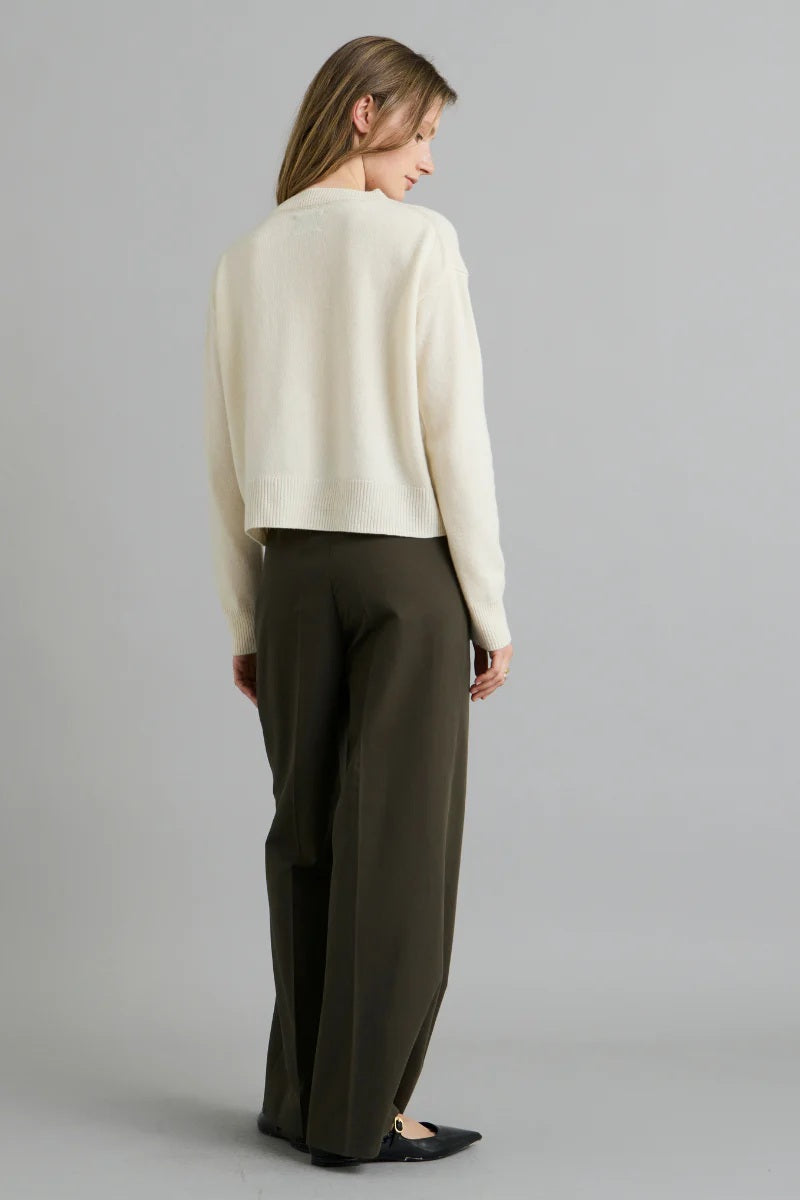 Cropped Knit Sweater - Off White