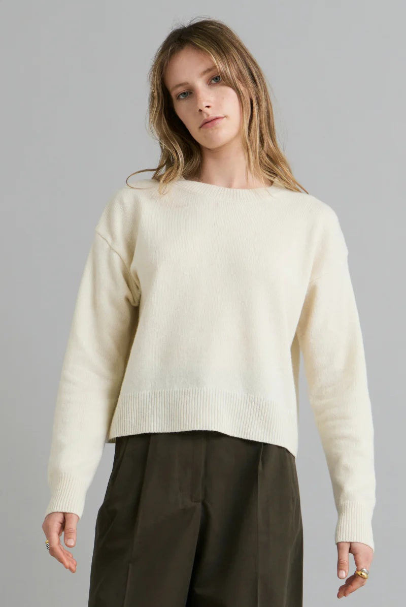 Cropped Knit Sweater - Off White