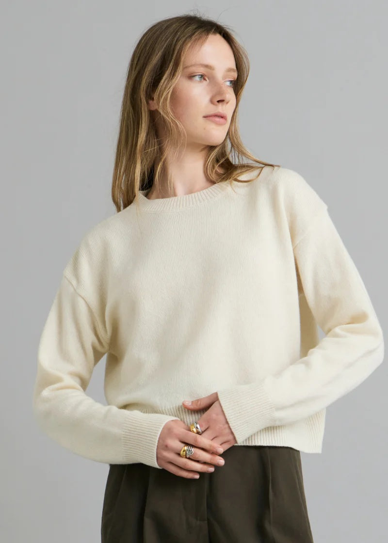 Cropped Knit Sweater - Off White