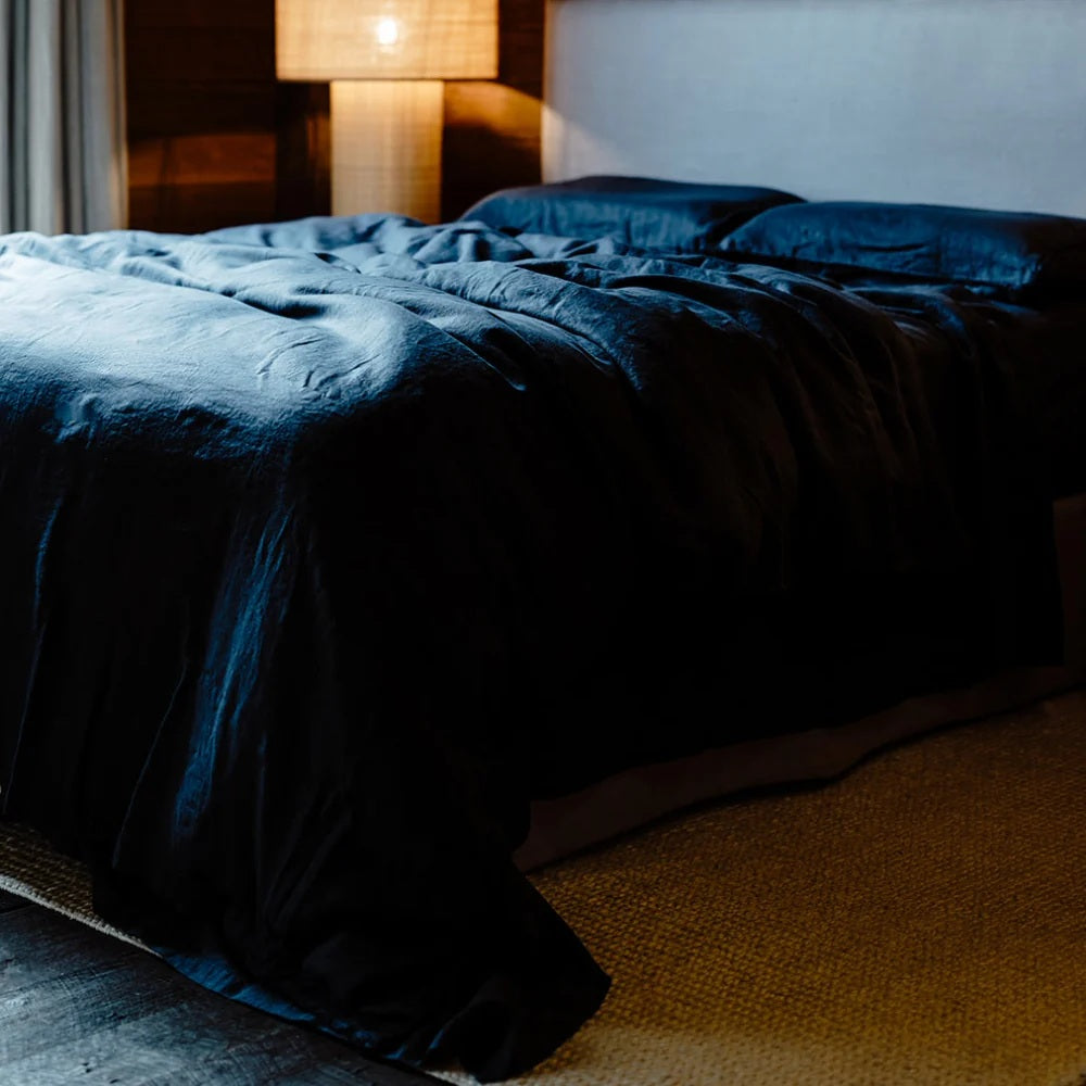 French Linen Fitted Sheet | Midnight | OEKO-TEX® certified