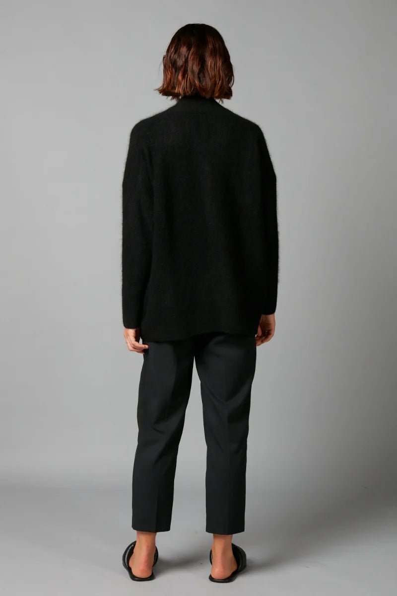 Mohair-Blend Knit Cardigan - Black