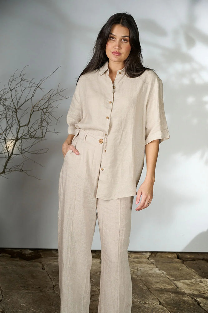 Tailored Linen Pant - Natural