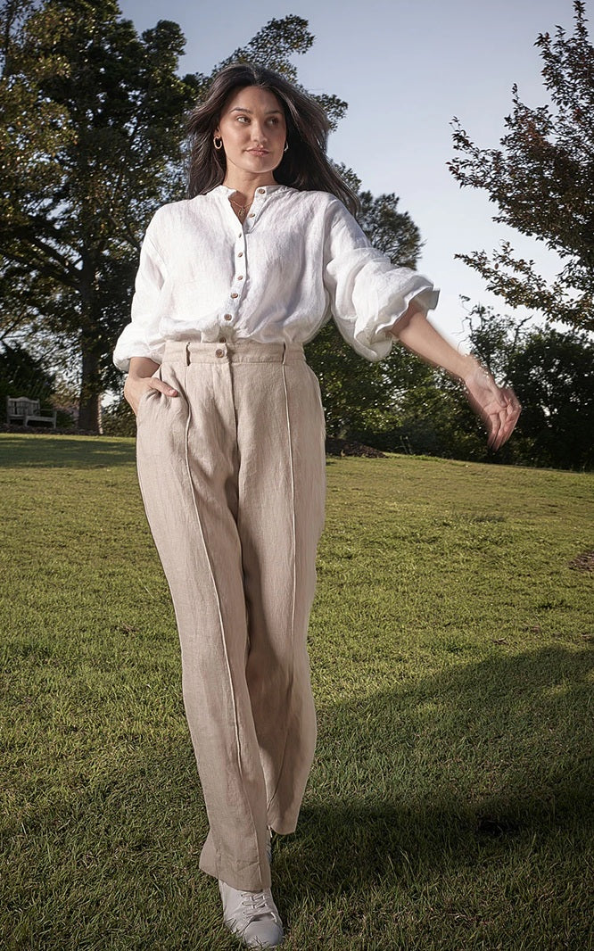 Tailored Linen Pant - Natural