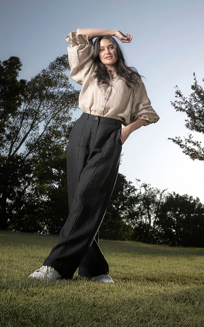 Tailored Linen Pant - Black