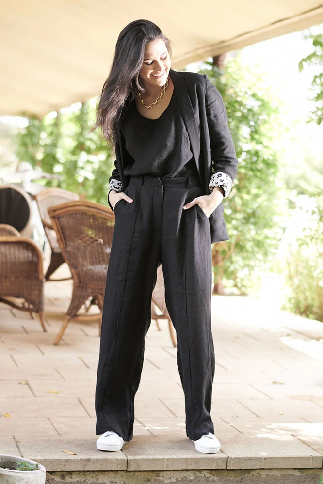 Tailored Linen Pant - Black