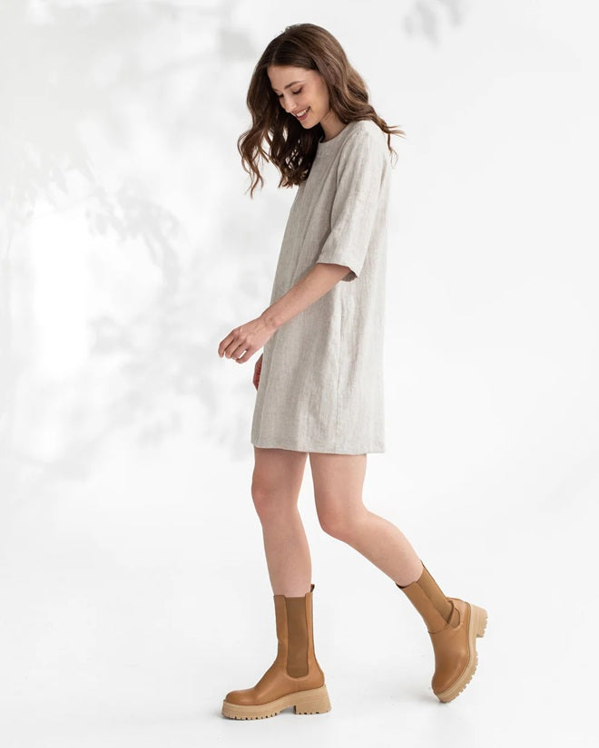 Linen tunic dress in Natural
