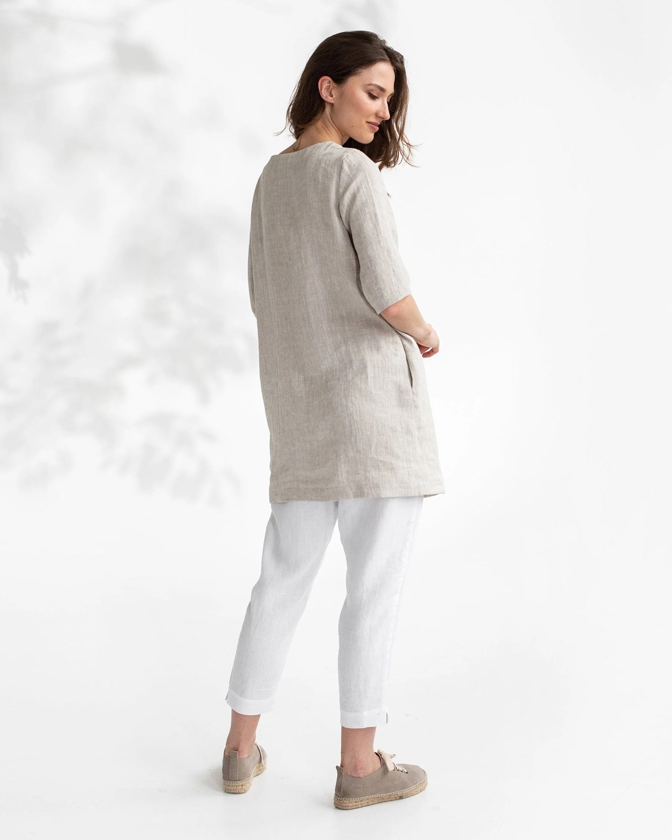 Linen tunic dress in Natural