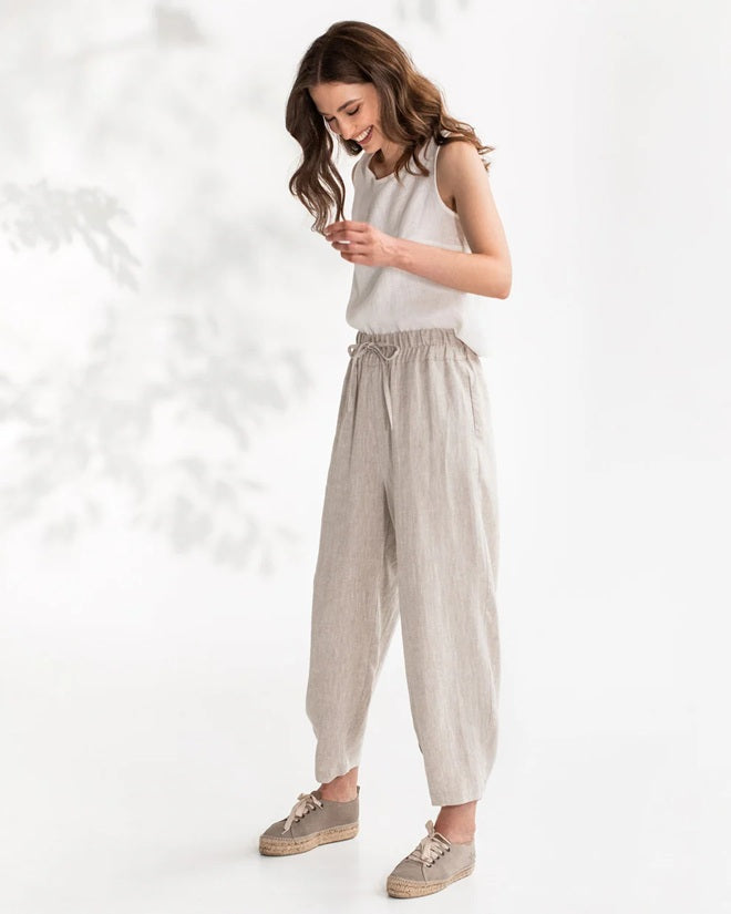 Baggy Linen Pants in Natural