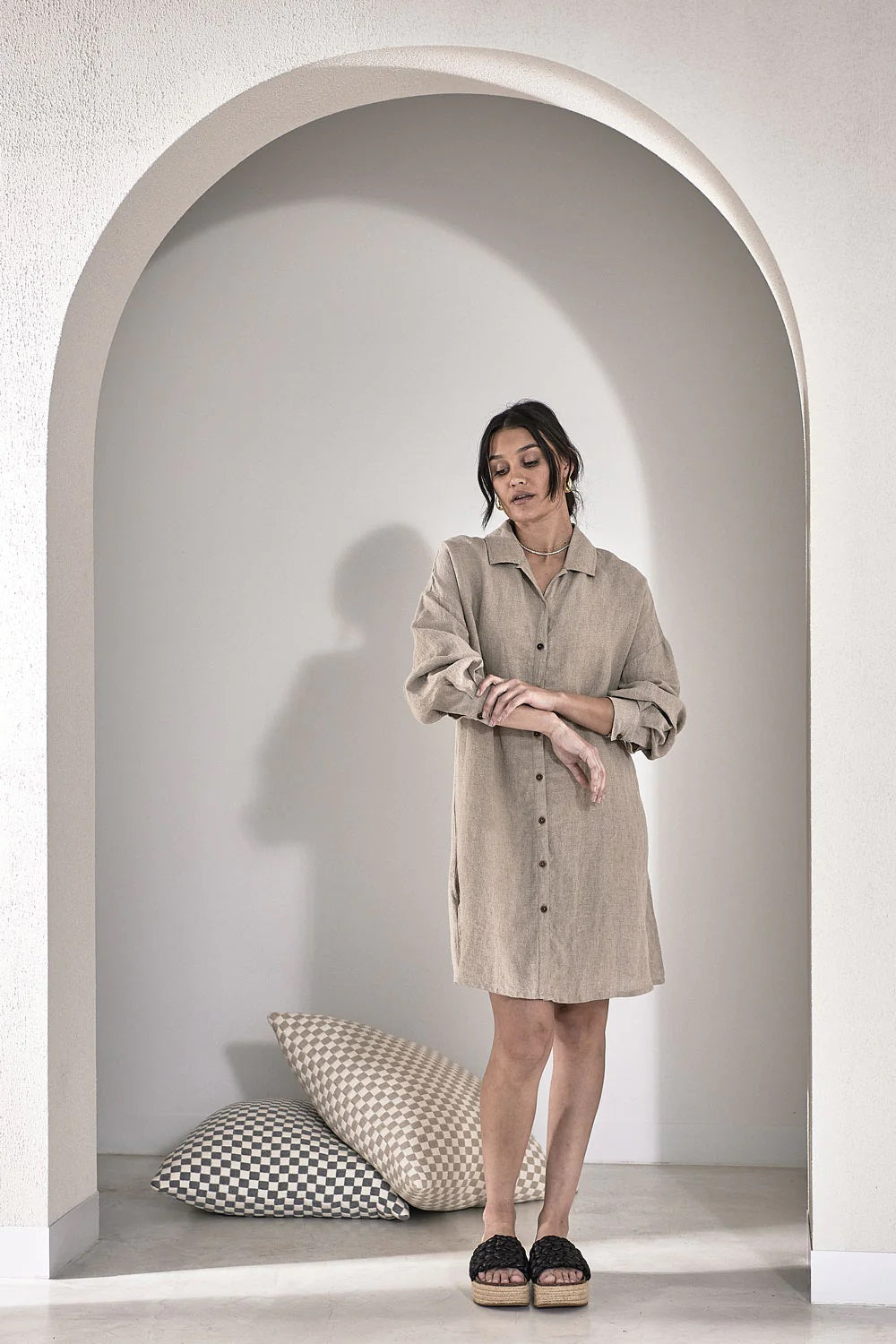 Linen Shift Dress | Natural