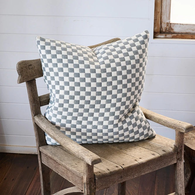 Harbour Check Cushion - Blue