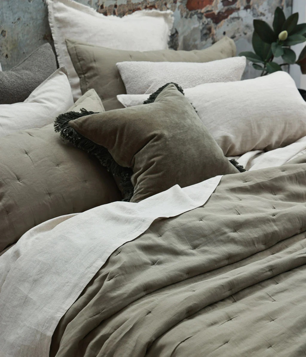 Linen Bedspread |  Olive