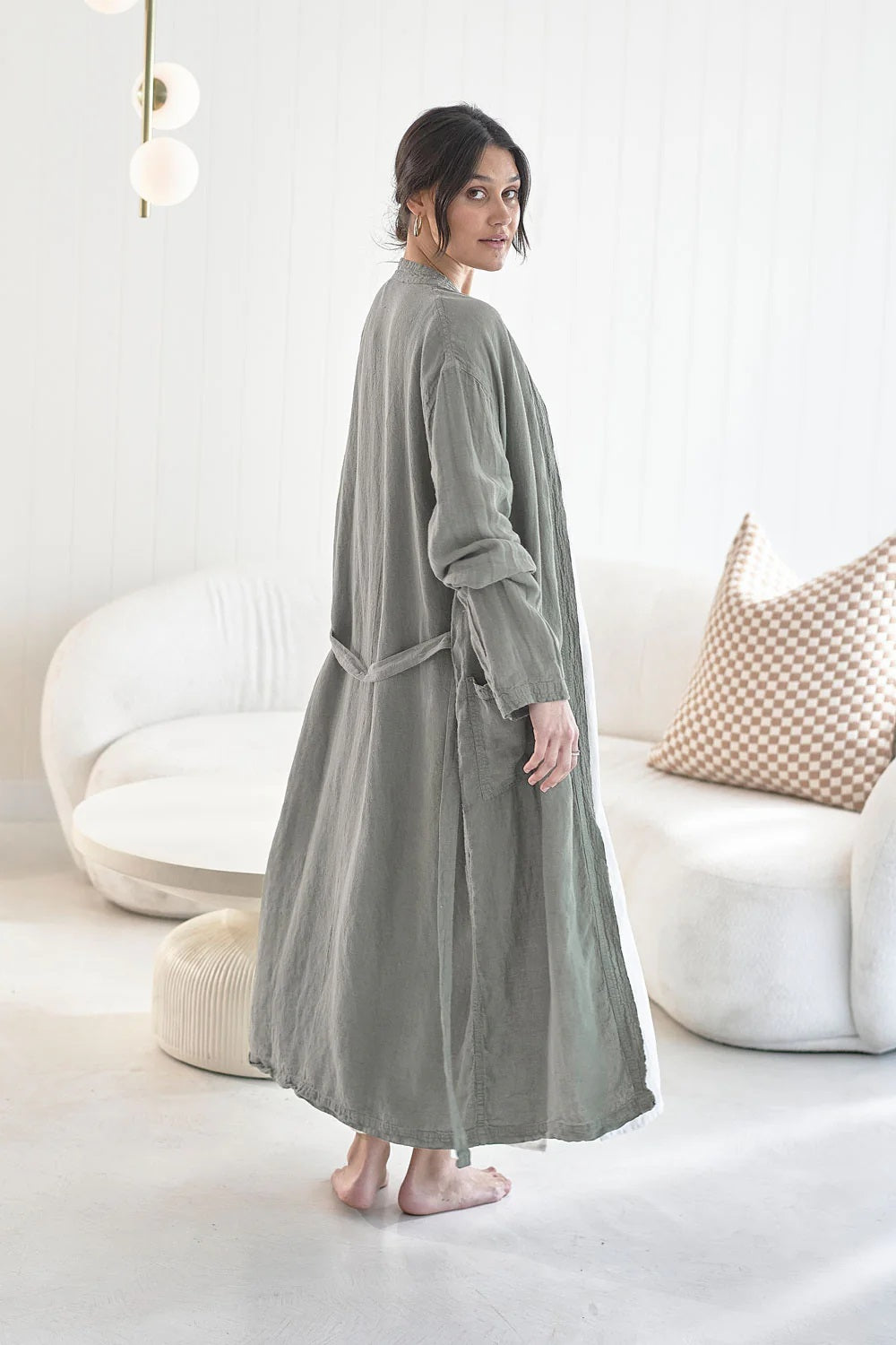 Linen Robe | Olive