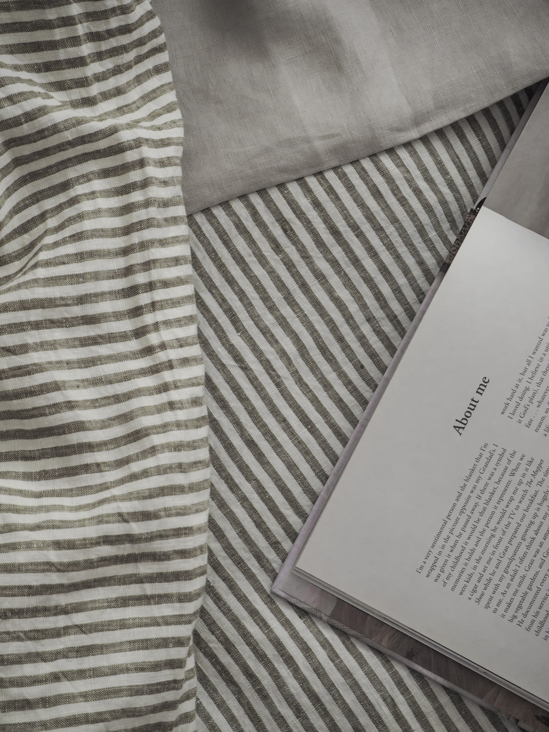 Linen Fitted Sheet | Olive Stripe