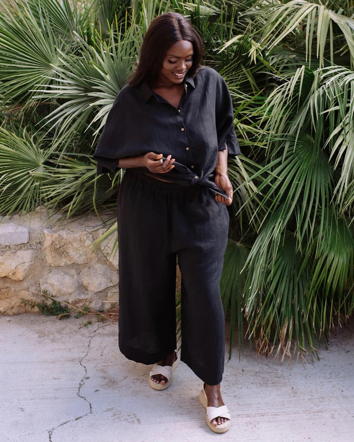 Oversized Linen Shirt - Black
