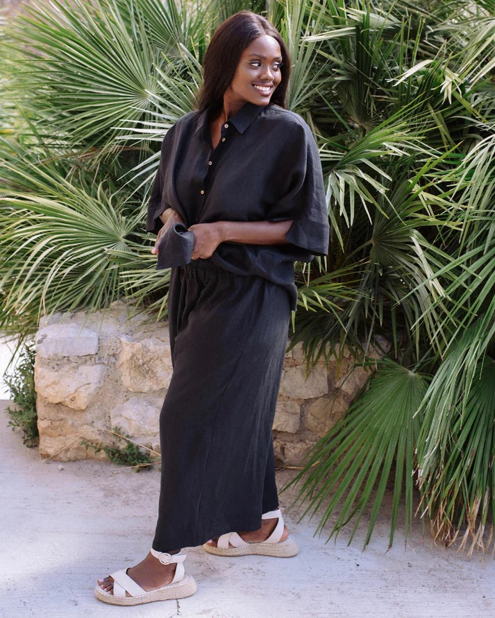 Oversized Linen Shirt - Black