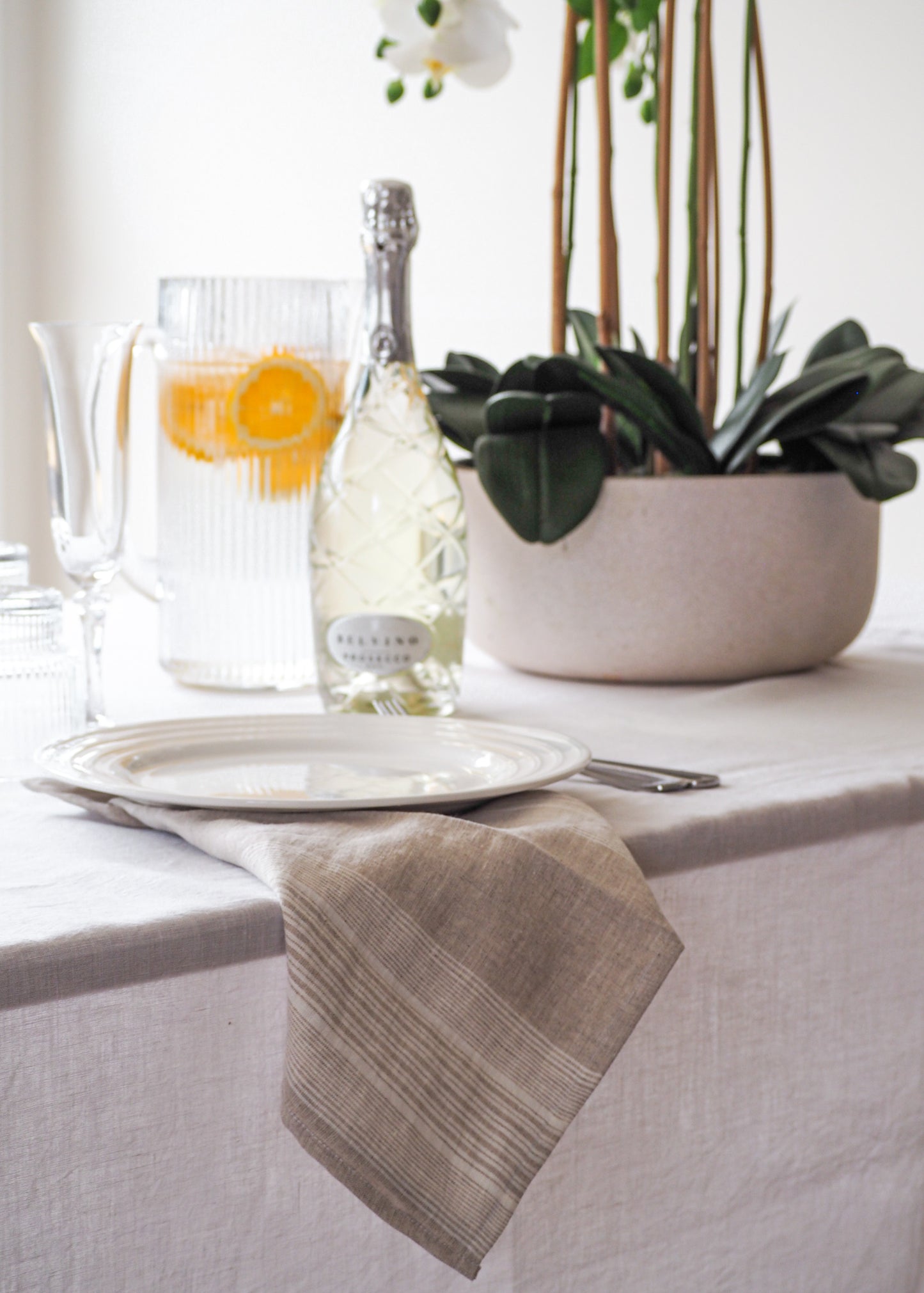 Linen Tea Towel | Natural Stripes