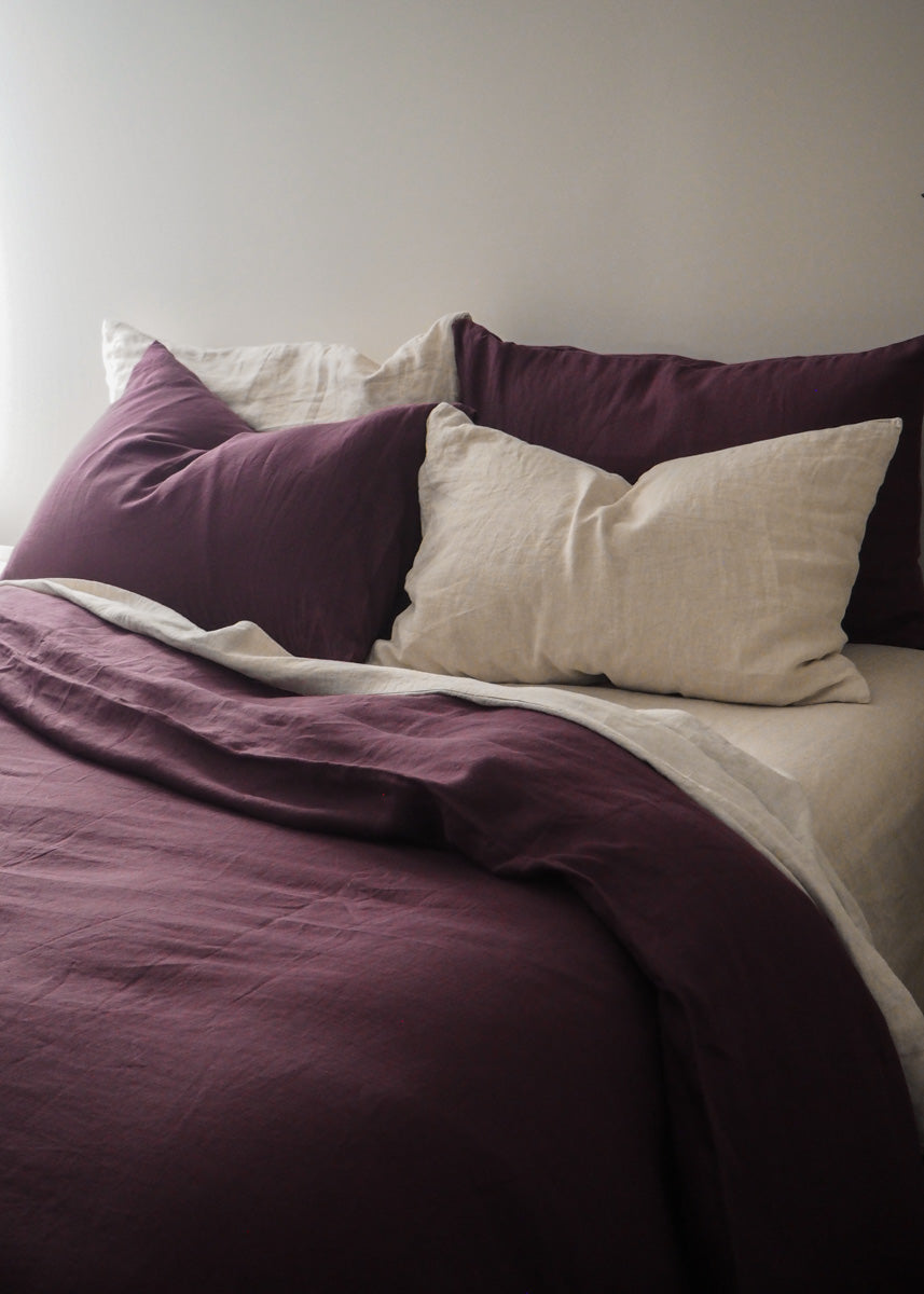 Plum Linen Duvet cover Set