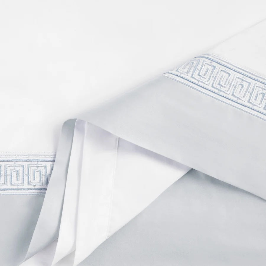 Luxury Greek Key Embroidered Flat Sheet Set