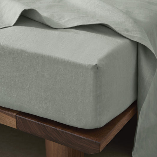 French Flax Linen Sheet Set - Sage