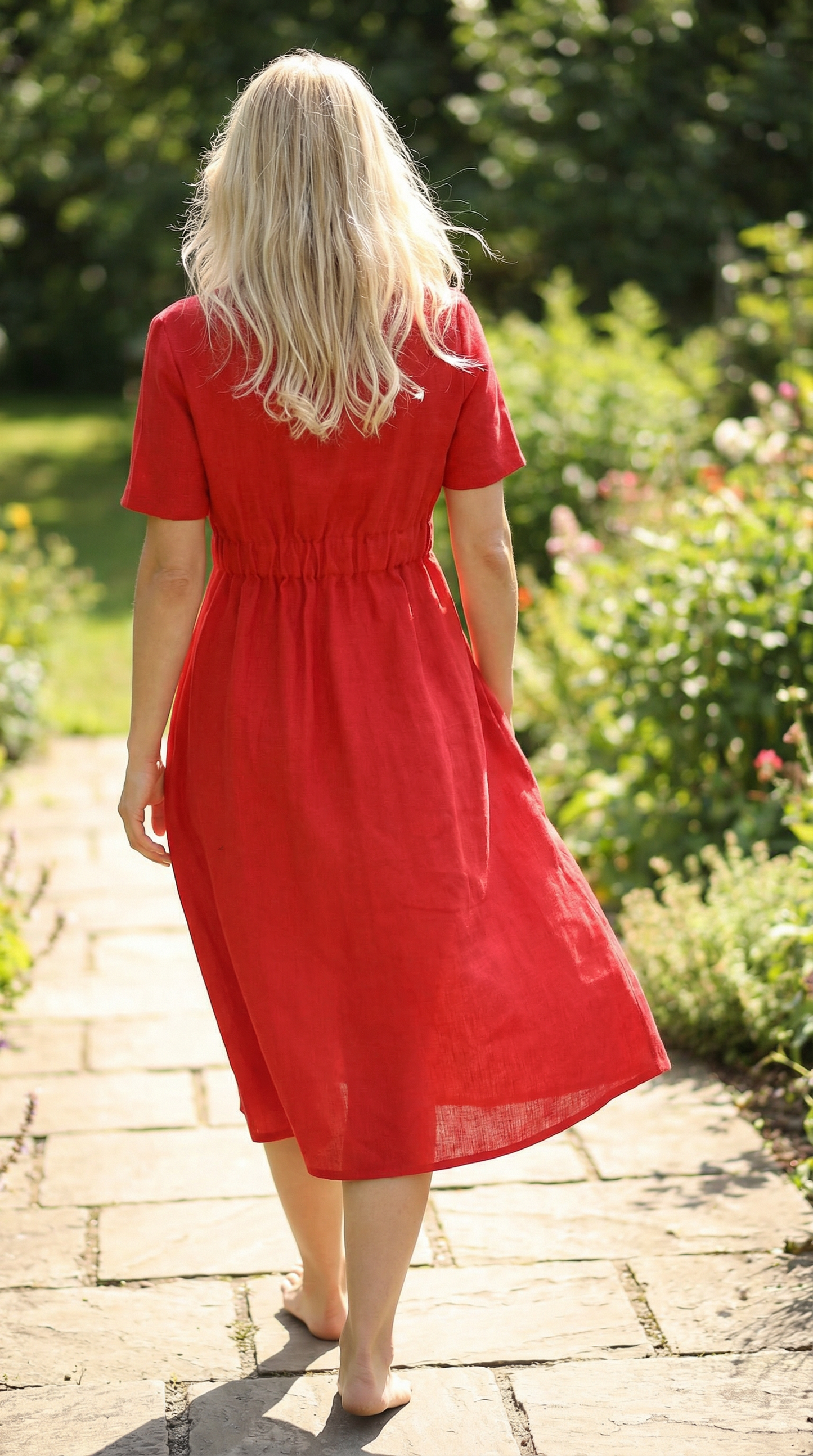 Ava Linen Dress | Red