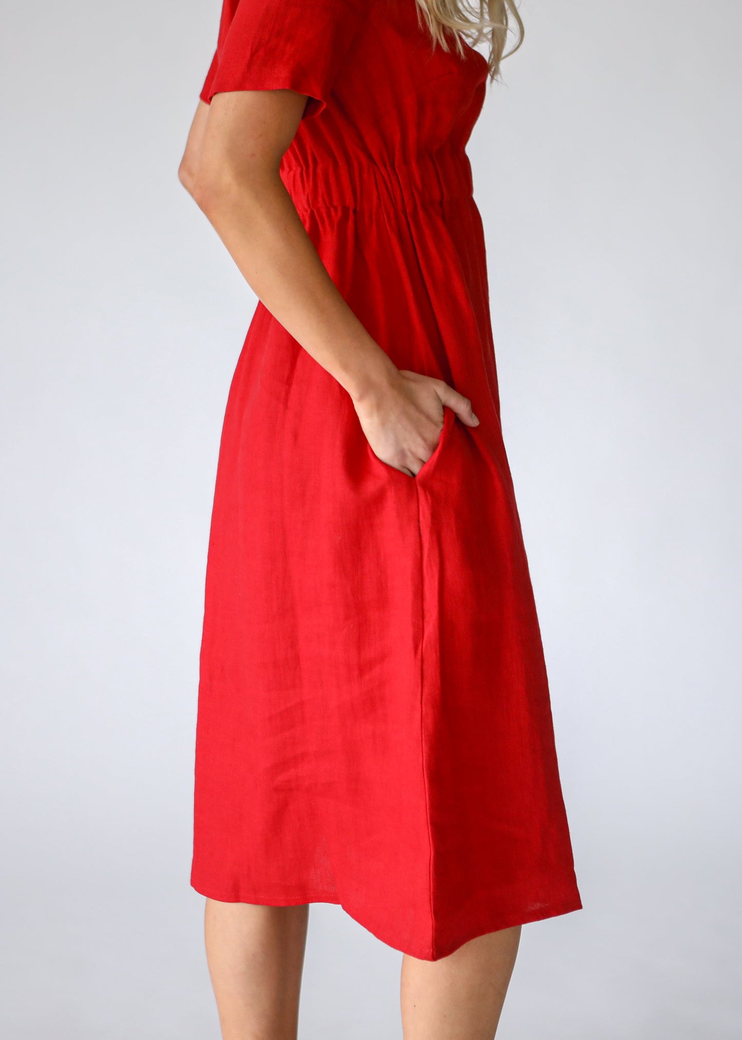 Ava Linen Dress | Red