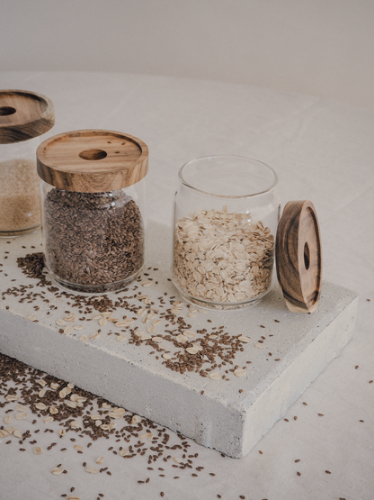 Glass Storage Jar | Natural Wooden Lid