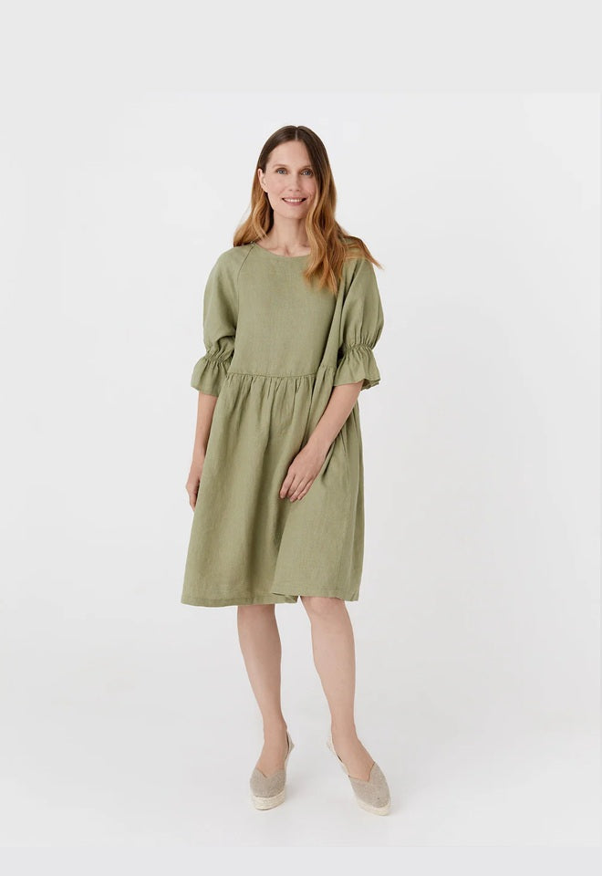 Oversized Linen Dress - Sage