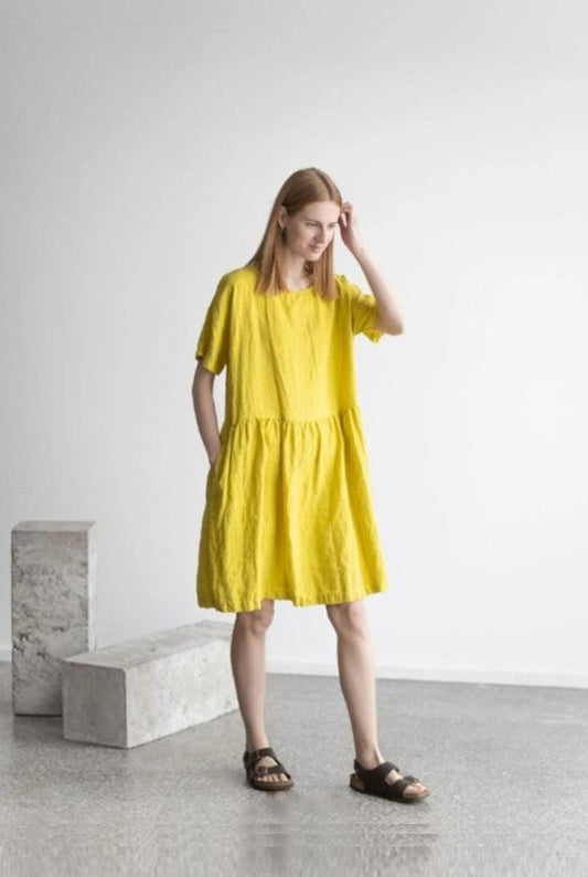 Oversized Linen Dress | Lemon